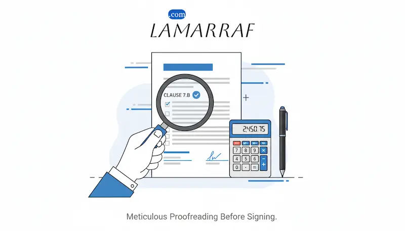 التركيز والتدقيق في شروط وأحكام عقود التمويل ونسبة الفائدة قبل التوقيع.