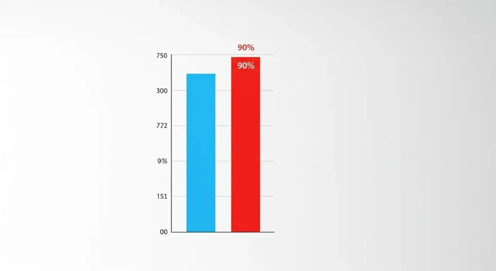 رسم بياني يوضح نسبة الاستخدام الائتماني المثالية (30%) مقابل النسبة الضارة (90%) التي تؤدي إلى انخفاض السجل الائتماني.