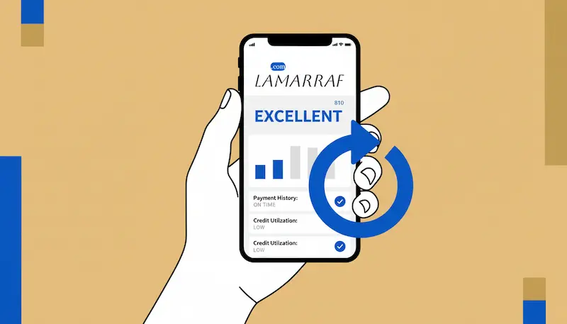 توضيح لمراجعة وتحديث البيانات الائتمانية في تقرير سمة عبر تطبيق الهاتف.