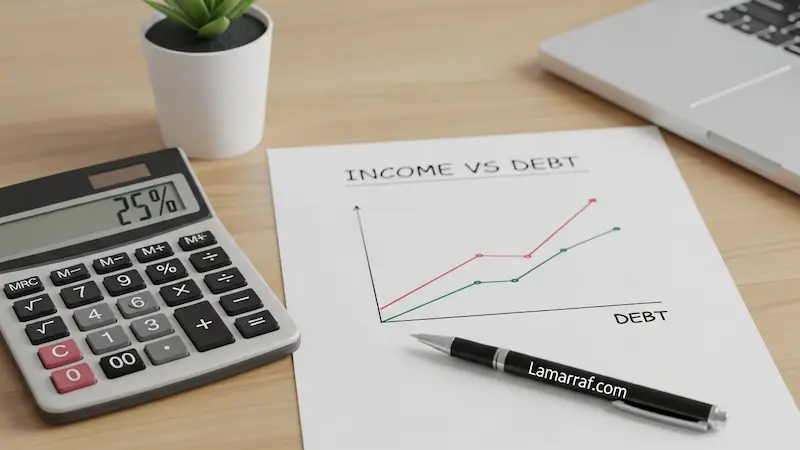 حساب نسبة استقطاع الديون DBR للتأكد من عدم تجاوز الحدود المسموحة.