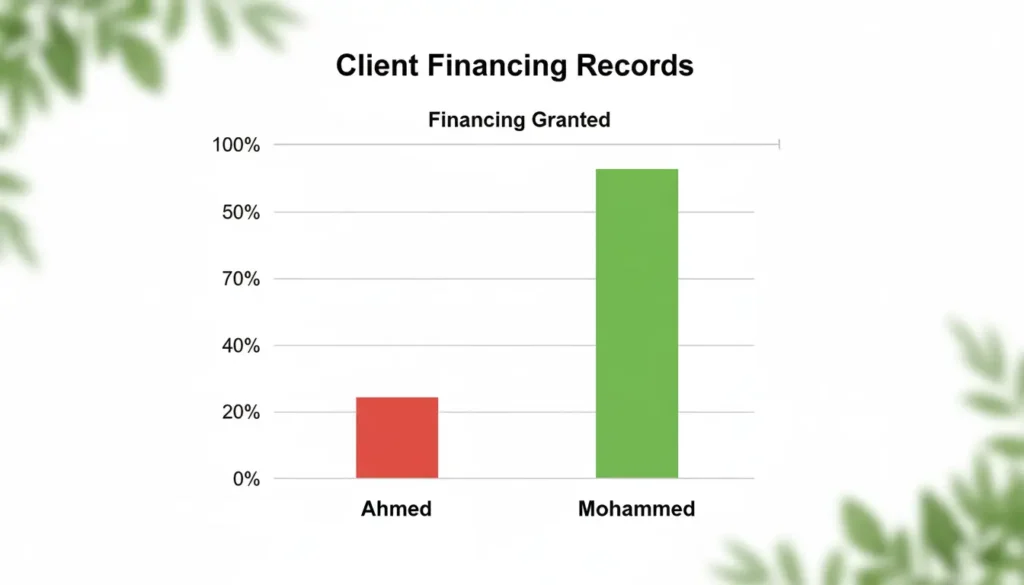 دراسة حالة توضح الفرق في تعامل البنوك بين عميل بسجل ائتماني سلبي وآخر بسجل إيجابي.
