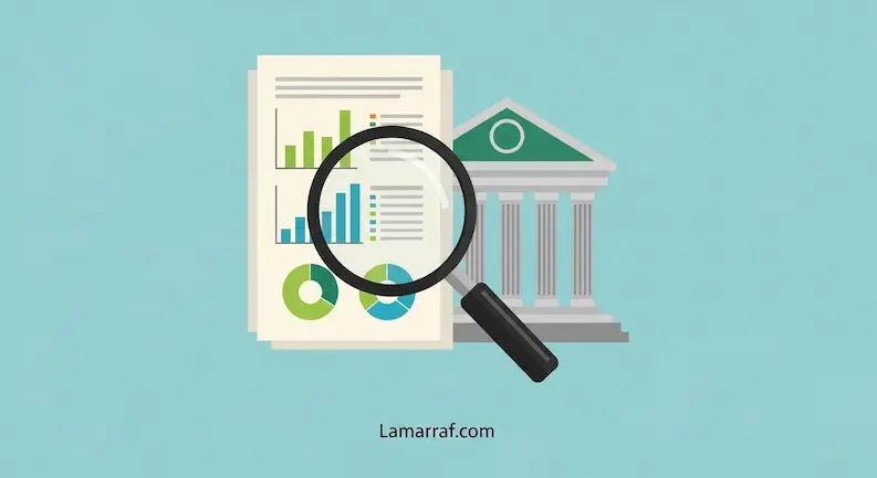 رسم توضيحي يمثل دور شركة سمة في فحص السجل الائتماني وتقييم البيانات المالية.