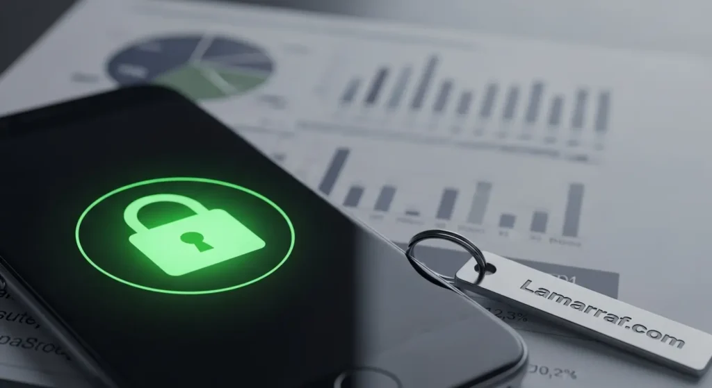 رمز القفل على الهاتف للدلالة على أمان البيانات المالية.