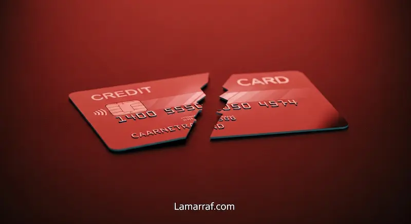 رمزية للأثر السلبي لسوء استخدام البطاقة الائتمانية وتأخر السداد.
