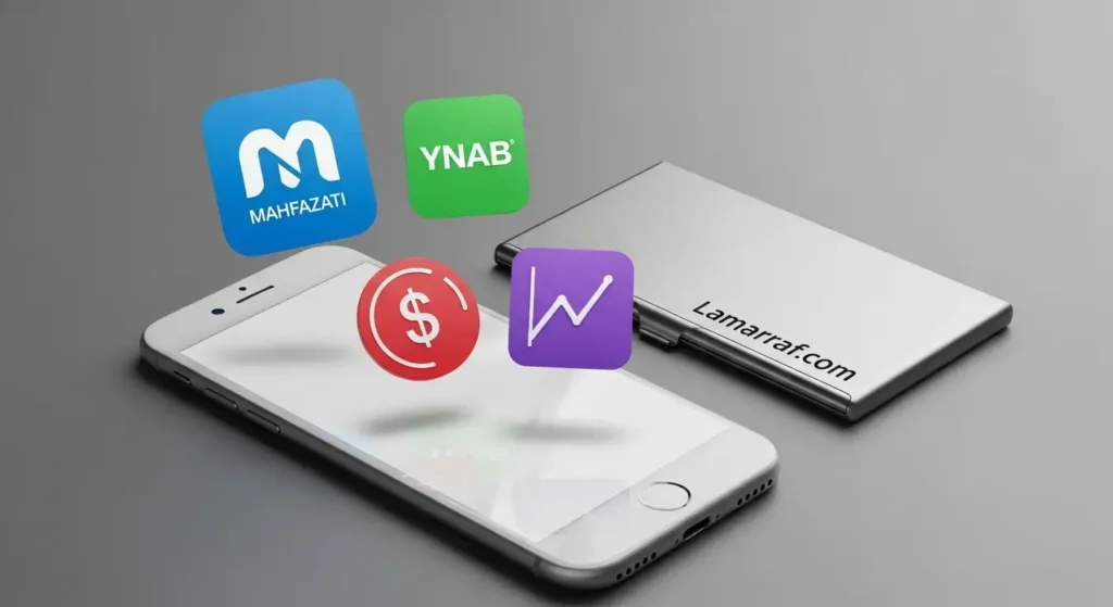 مجموعة من أيقونات التطبيقات المالية الشهيرة على شاشة هاتف.