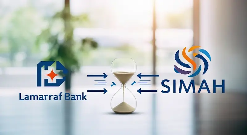 مخطط يوضح تأخر تحديث بيانات سمة من الجهة الممولة، مما يسبب انخفاض السجل الائتماني.