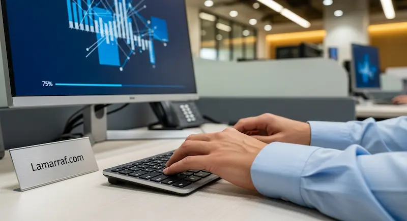 موظف بنك يقوم بإجراءات تحديث بيانات العميل لرفع اسمه من سمة.