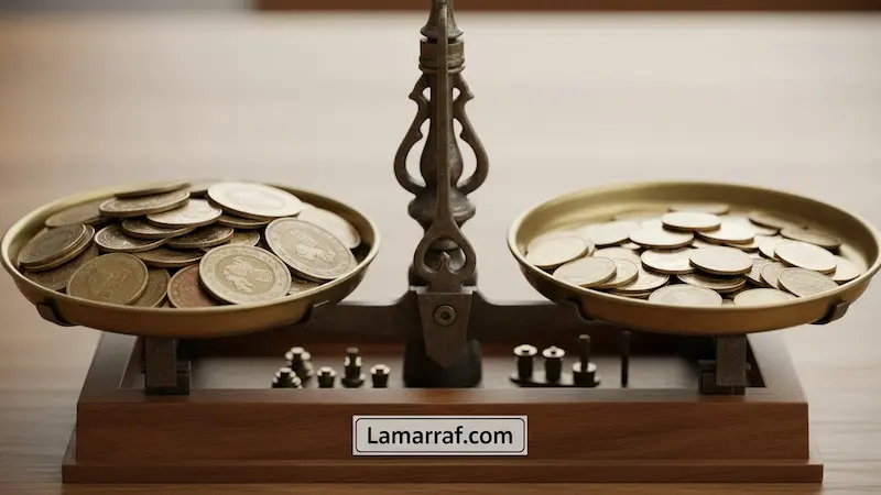 ميزان يوضح الفرق بين نقص السيولة المؤقت والإعسار المالي الدائم.