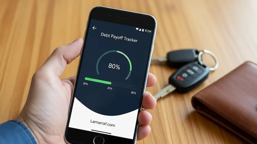 تطبيق ذكي لتتبع سداد الديون يظهر تقدماً ملحوظاً في شريط الإنجاز.