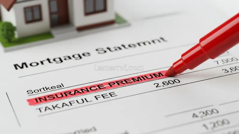 تفاصيل قسط التأمين العقاري والرسوم الإضافية في كشف حساب التمويل.