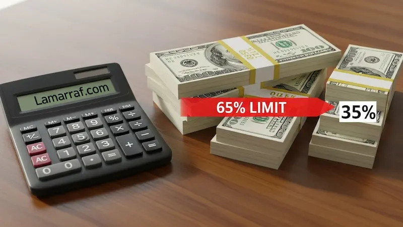 تمثيل نسبة الاستقطاع من الراتب وحدود التمويل المسؤول حسب لوائح البنك المركزي.