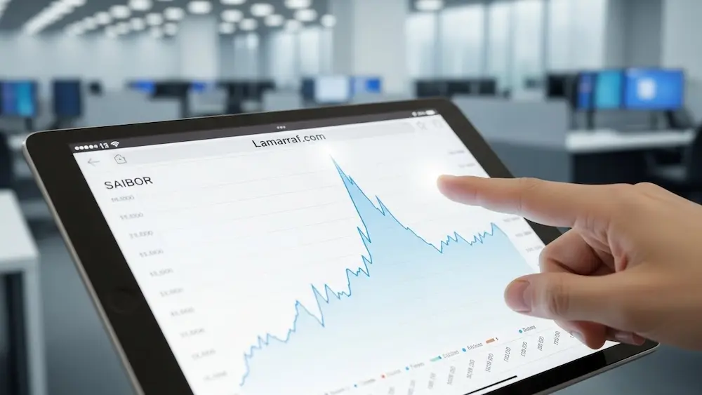 رسم بياني يوضح ارتفاع مؤشر السايبور وتأثيره على التمويل العقاري المتغير.